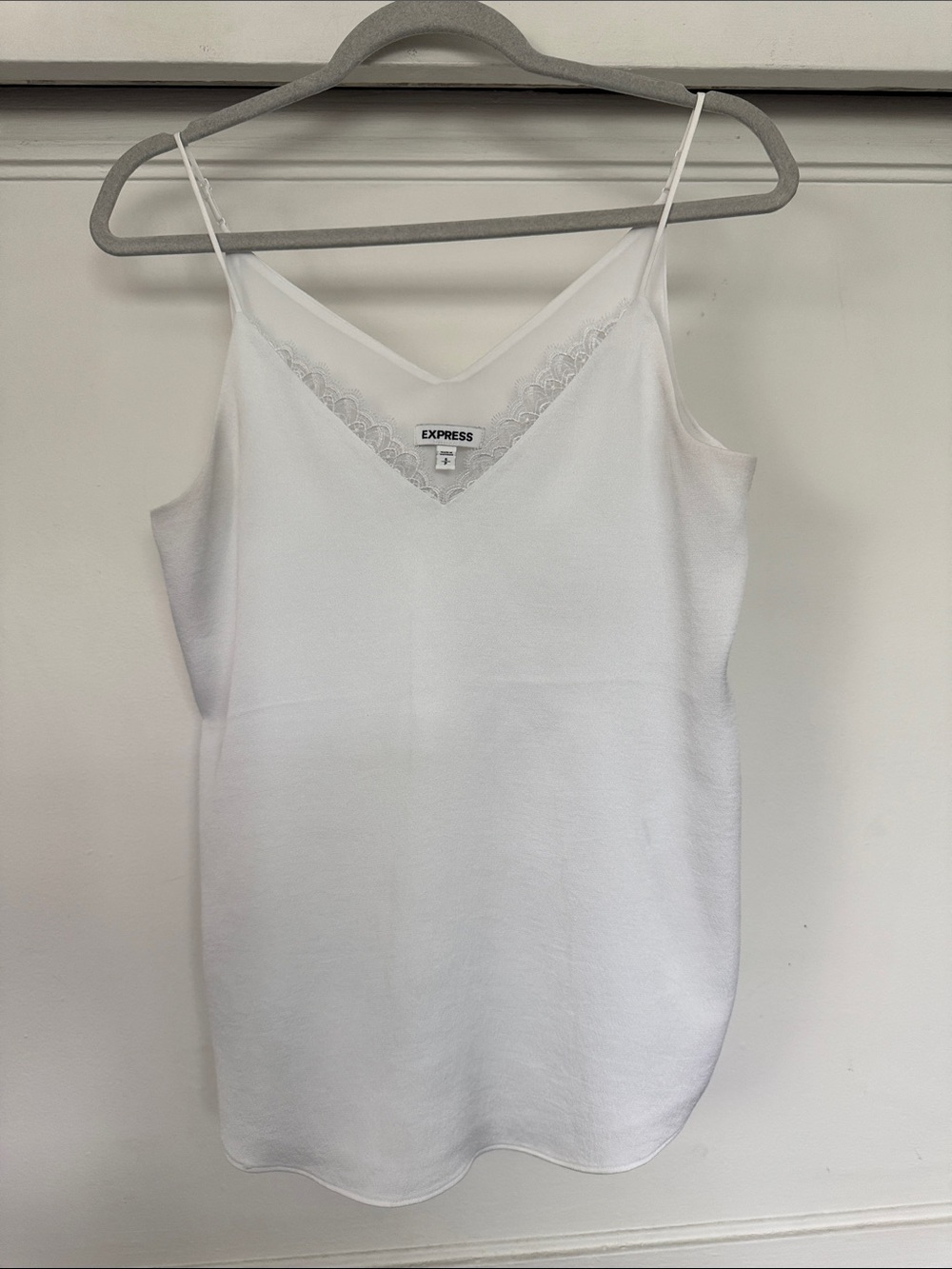 Express White Lace-Trim V-Neck Cami